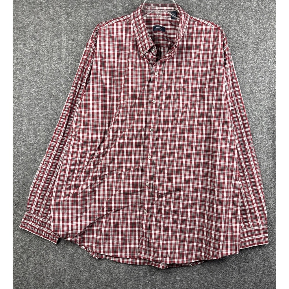 Arrow Shirt Mens XXL 2XL Red White Plaid Cotton Blend Short Sleeve Button Front